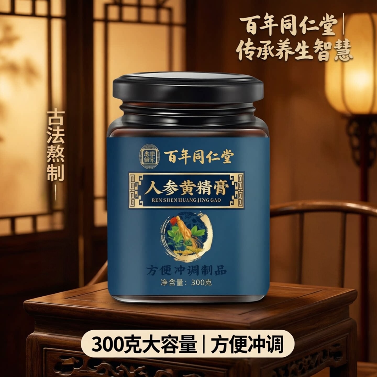 同仁堂人参黄精膏覆盆子山药桑葚组合元气古法熬制养生膏官方正品