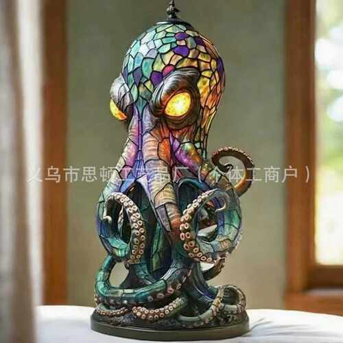 Stained Glass Style Resin Octopus Lamps章鱼灯台灯夜灯