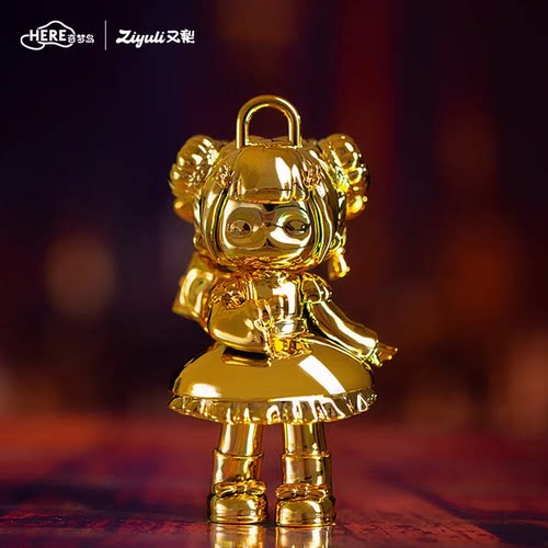 又梨淌金流墨系列吊卡摆件女孩创意礼物潮玩公仔