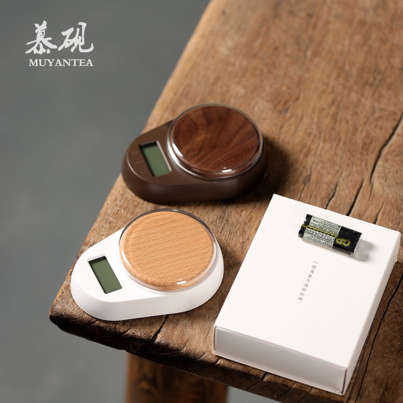 慕砚日式茶叶电子秤克数称茶则家用迷你电子称精准计时器电子茶荷