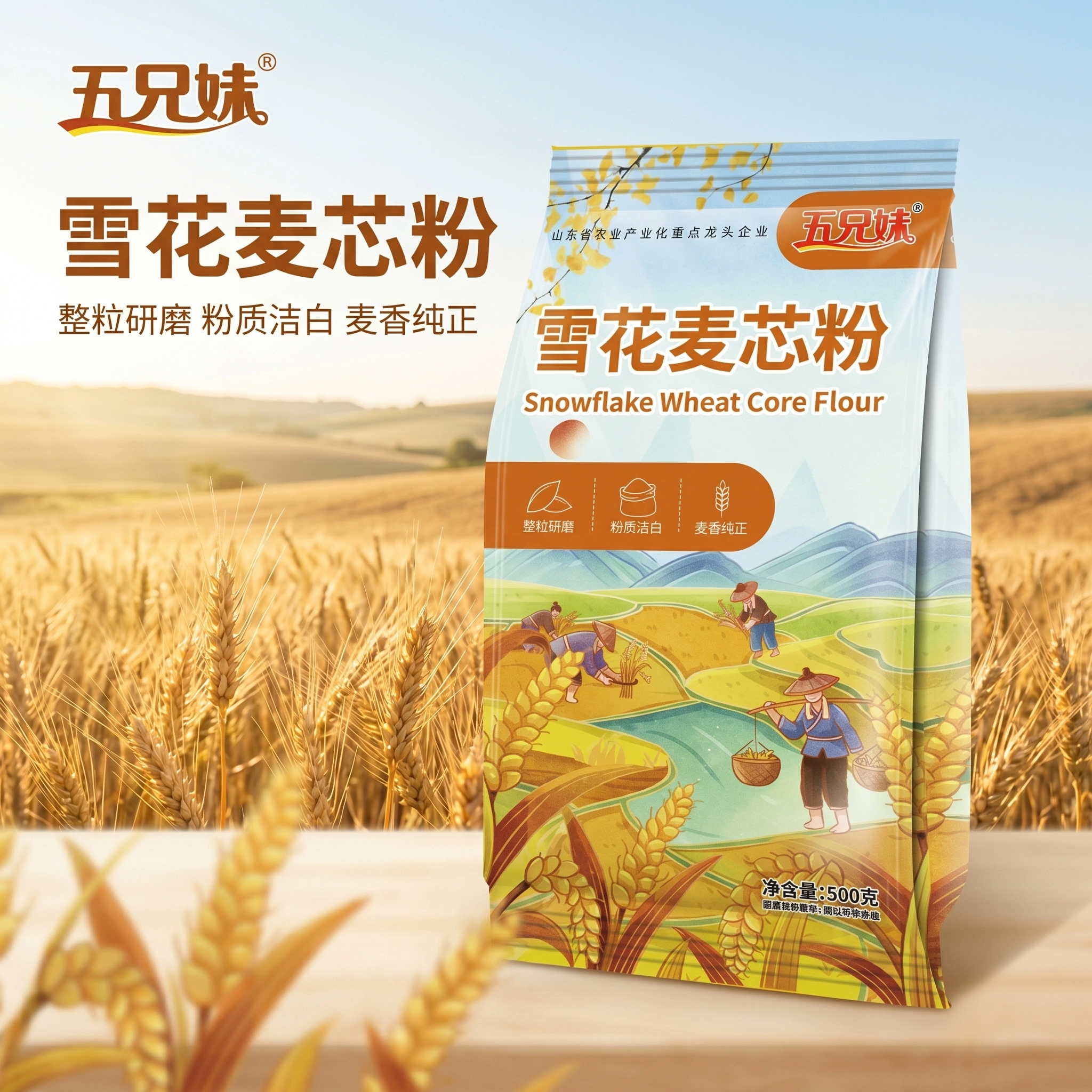 五兄妹雪花麦芯粉整粒研磨