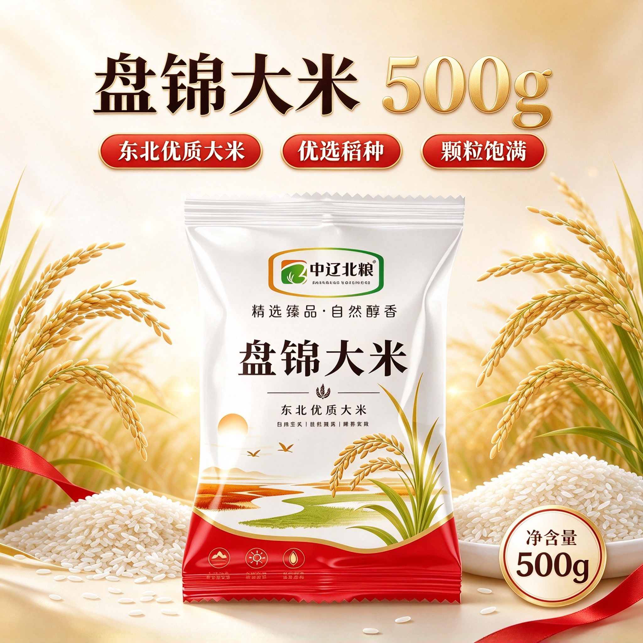 中辽北粮盘锦大米当季新米500g袋装原生态黑土地种植粒粒饱满