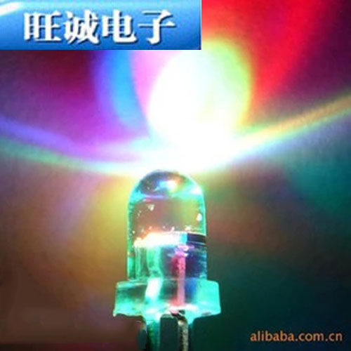 3mm七彩快闪 短脚 LED二极管 F3七彩快闪灯珠 变色自动闪烁 100只