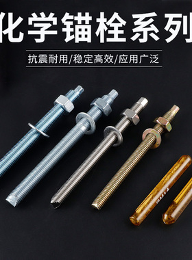 化学螺栓锚栓高强度8.8级化学膨胀螺丝镀锌化学螺栓M8M10M12M14