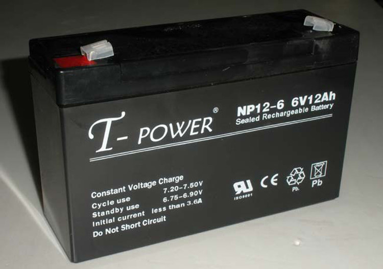 T-power电池 NP12-6电池 量特6V12AH电瓶 玩具车电子称吊钩秤电池