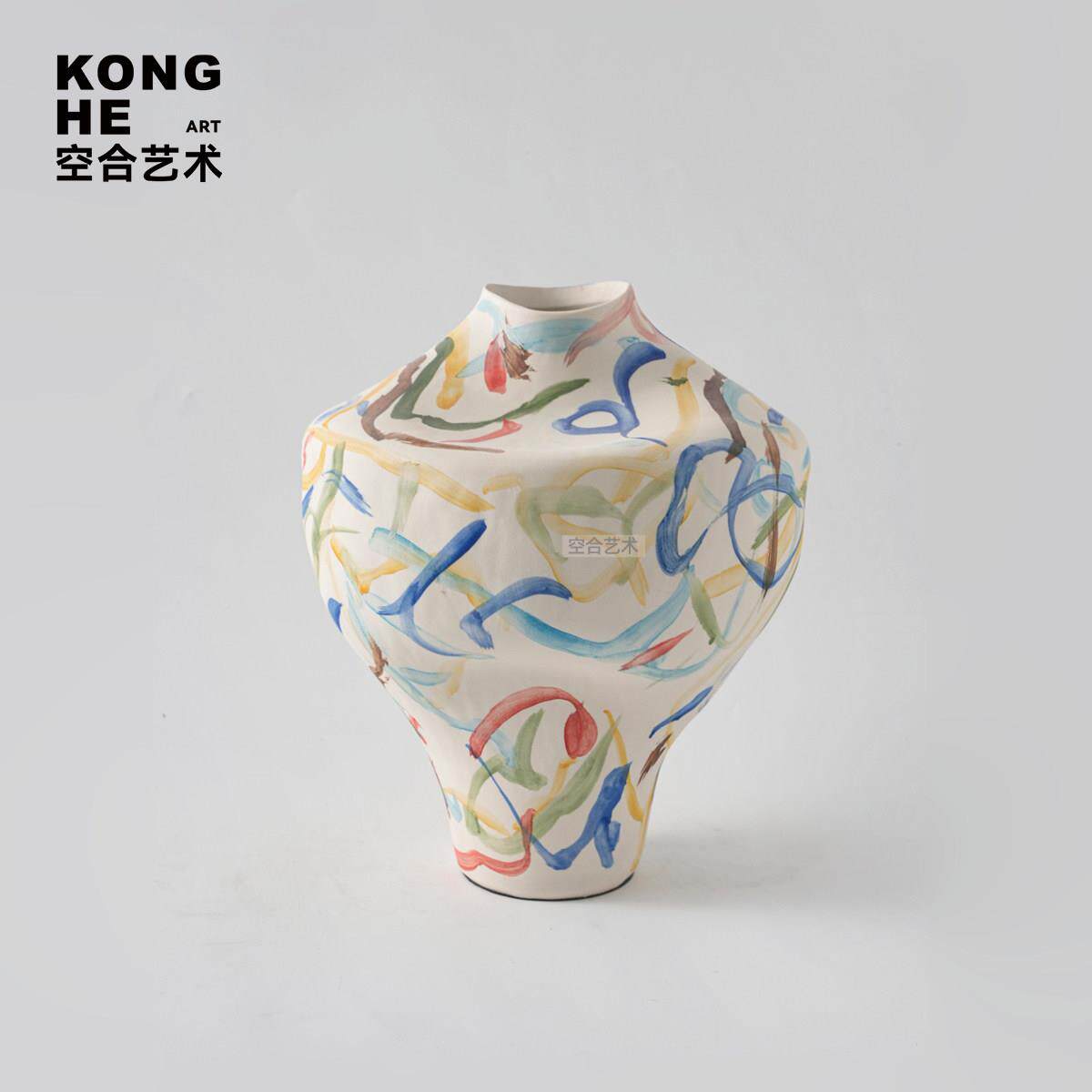 合小众肌理陶花瓷瓶集侘寂风艺术感民宿KTY26015样板桌间面软装花