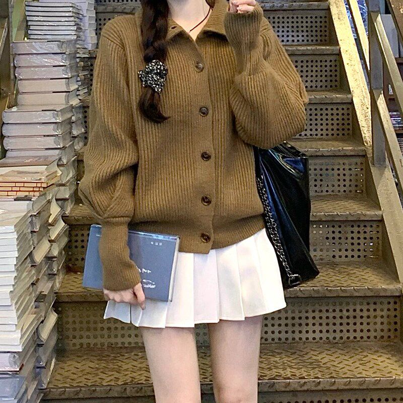 卡其色百褶裙女春秋冬2024新款西装料高腰a字短裙小个子半身裙子