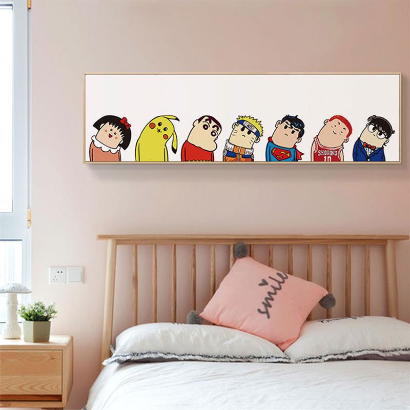 起贝 卡通动漫人物歪脖子装饰画儿童房背景墙壁画创意卧室床头画
