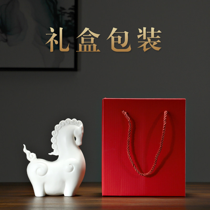 汉鸿 创意办公室摆件新中式唐马客厅家居装饰摆设品公司开业送礼