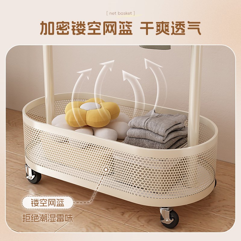 放衣服奶油风衣架落地卧室脏衣篓挂衣架家用房间衣帽架收纳置物架