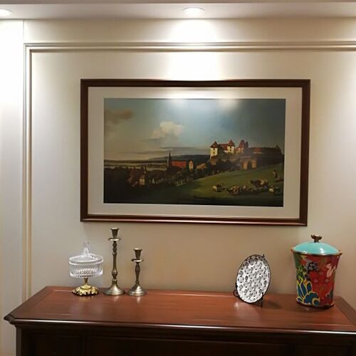 风景草原房屋大树美式客厅沙发背景书房玄关装饰画横幅有框画挂画