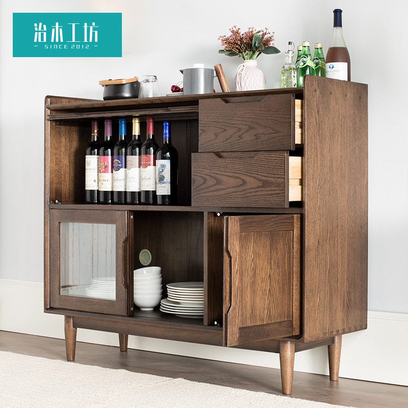 治木工坊全实木餐边柜北欧简约橡木酒柜橱柜日式收纳柜厅柜储物柜