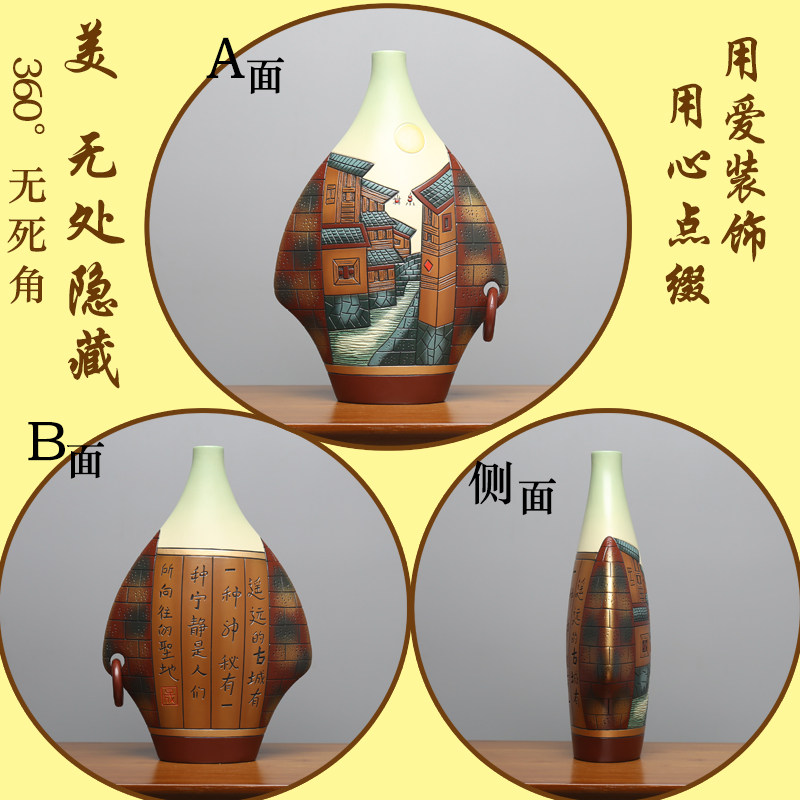 云南丽江少数民族情古城田园风景创意陶瓷摆件客厅玄关装饰工艺品
