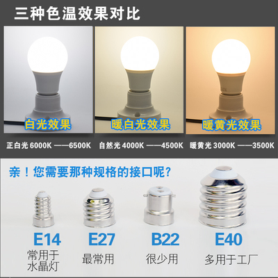 梦维尔LED柱形灯泡家用螺口E27B22白光暖白4000K节能高富帅灯泡