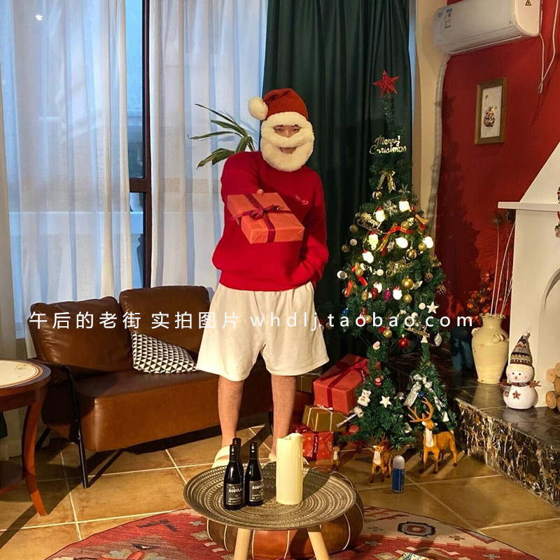 出口欧洲大胡子耶诞帽可亲子针织耶诞帽耶诞老人帽子胡子可拆卸