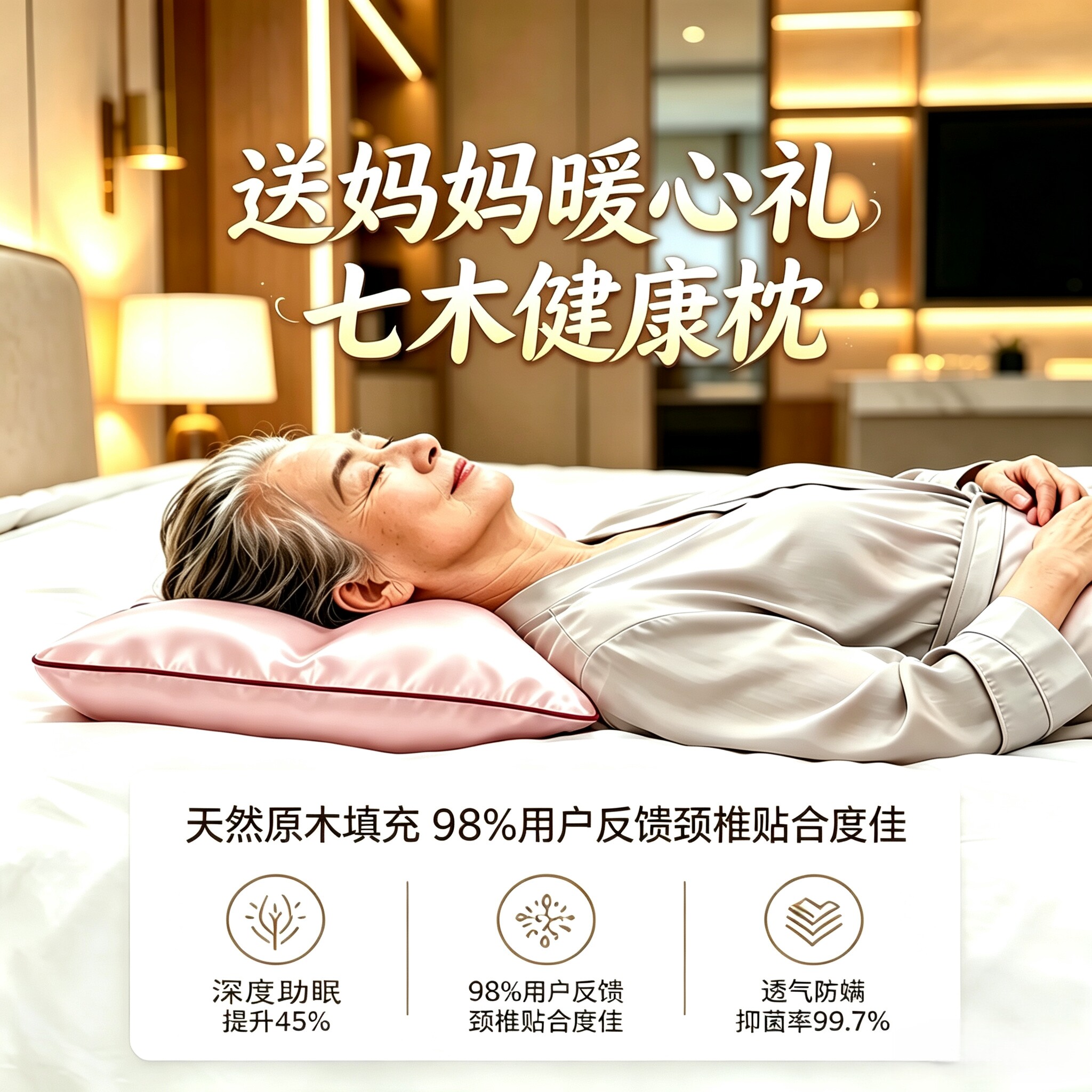 关爱父母送礼七木枕天然木珠填充护颈椎舒缓颈肩疲劳有效托颈部