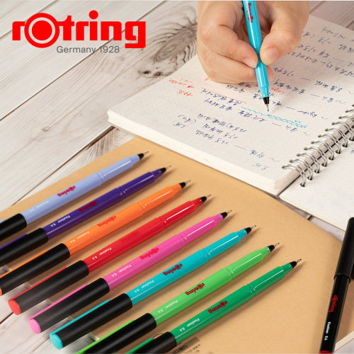 rotring红环彩色细针管笔0.4mm绘图勾线笔水笔学生用蓝红色可爱做