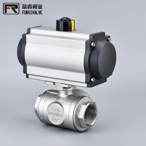 304不锈钢三通气动球阀内螺纹Q614-16PT型/L型气动三通高平台球阀