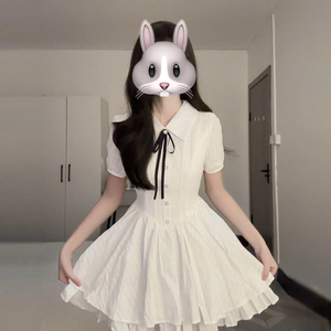 白色衬衫连衣裙子女2025夏季新爆款巨好看小个子独特漂亮掐腰短裙