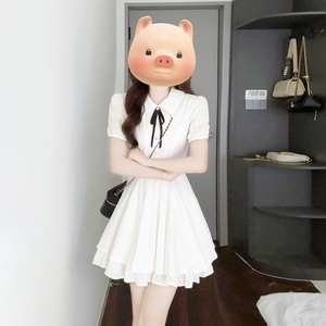 巨好看白色衬衫连衣裙子女2026新款夏季小个子独特漂亮掐腰短裙