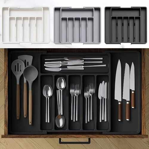 现货silver case银器收纳盒可调节餐具分装盒架可收收纳架橱