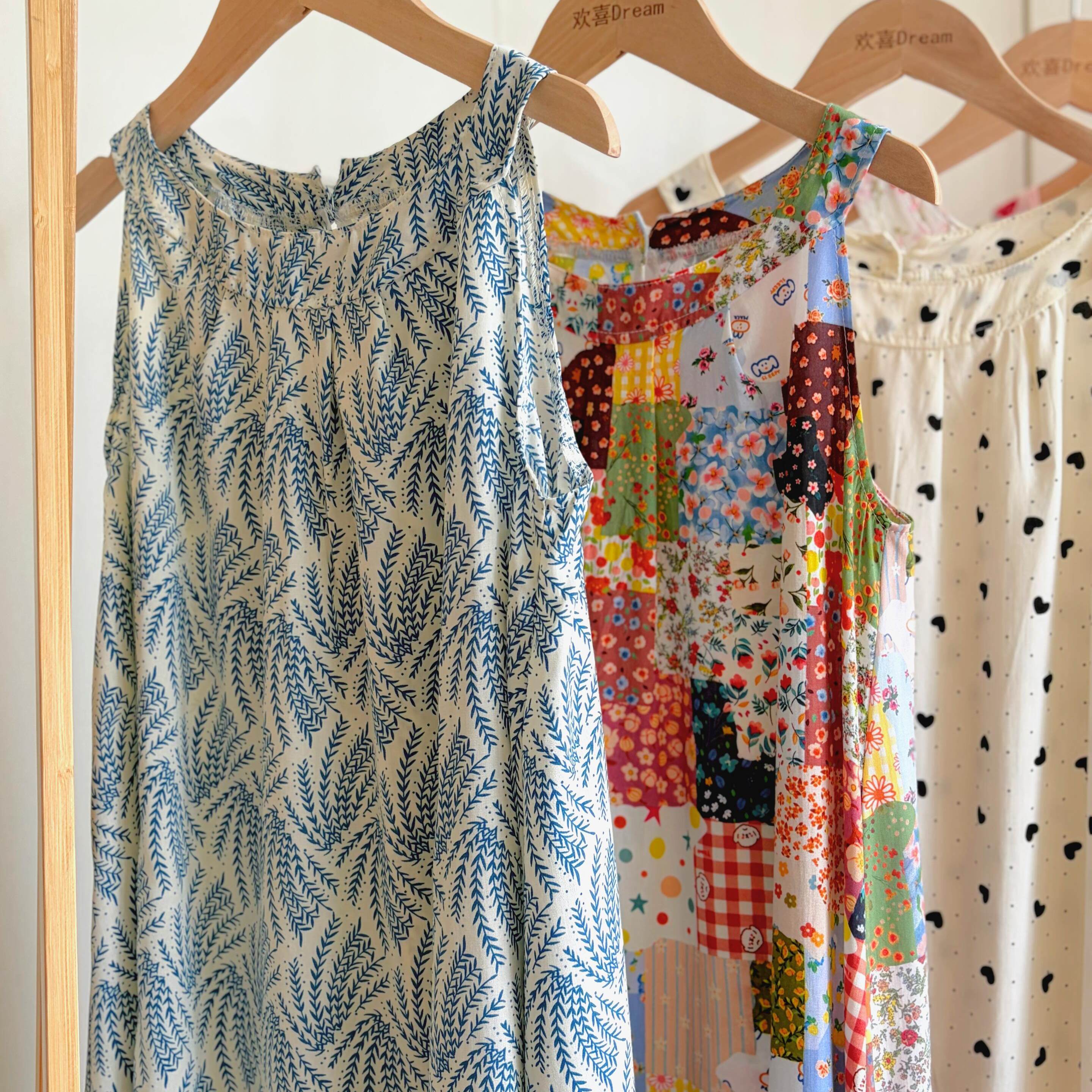 儿童睡裙女童洋装夏棉绸裙子人造棉洋装家居裙家居服绵绸宝宝
