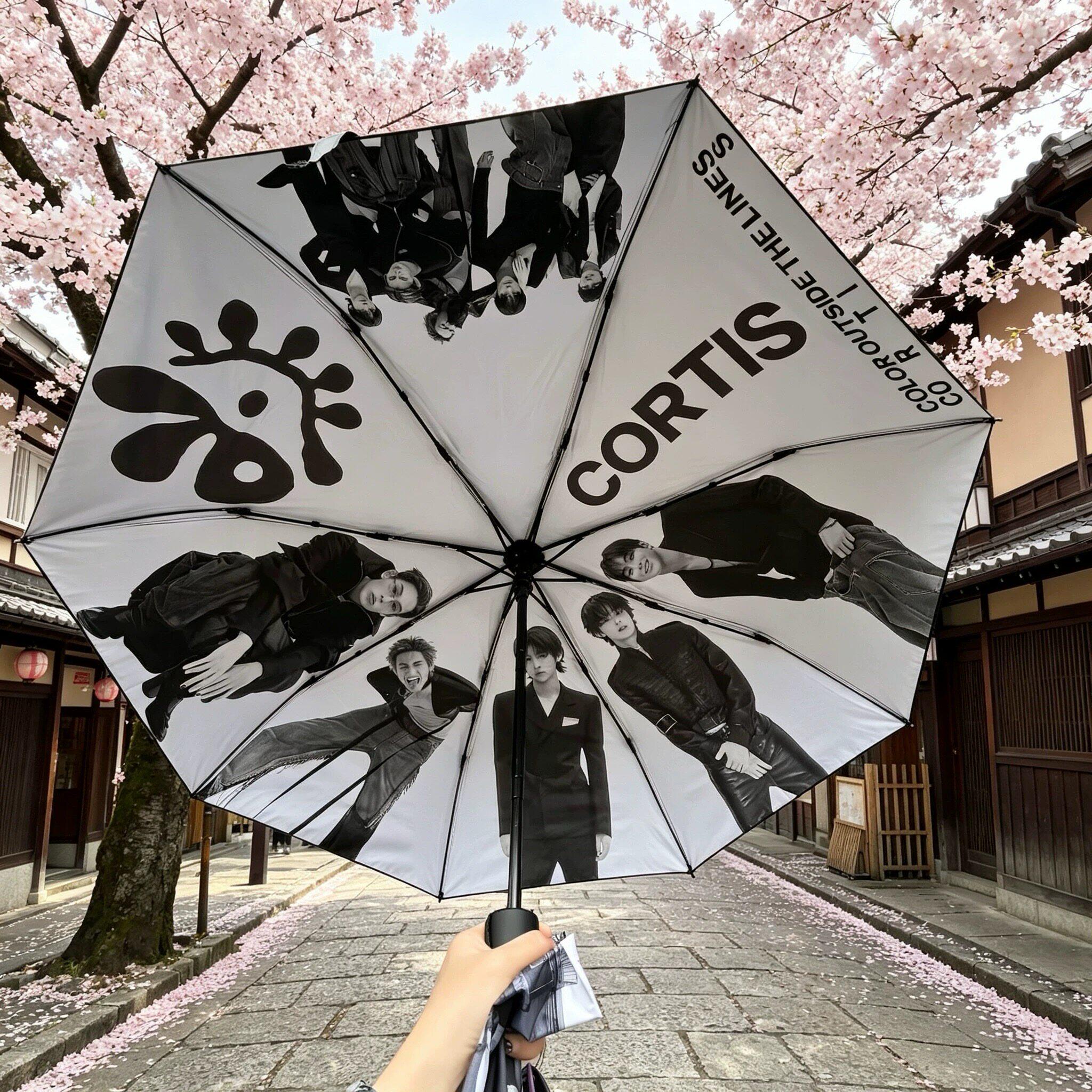 【CORTIS】黑白晴雨伞追星应援周边便携三折全自动黑胶晴雨两用伞