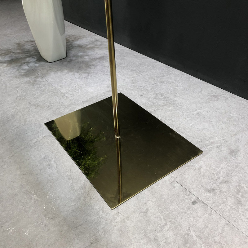 服装店展示架高档拉丝亮光钛金色实心不锈钢落地式衣帽正挂衣架子