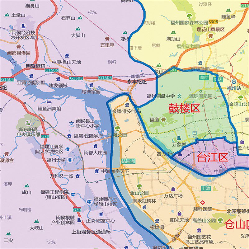 2021新款福州市区划地图办公室挂图高清防水装饰画推荐超大可定制