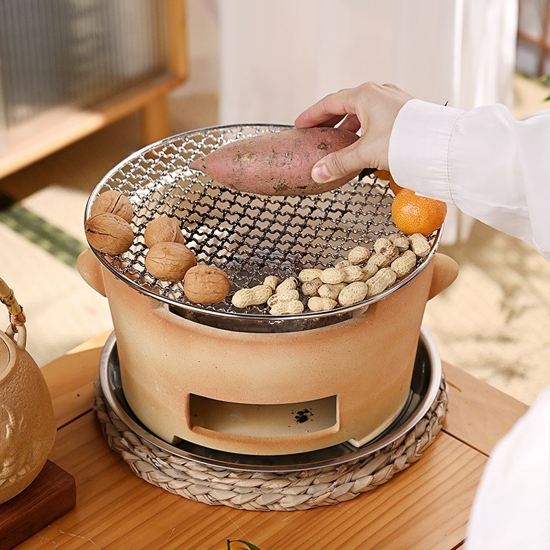 围炉煮茶烤火炉整套家用室内烧烤泥炉木炭炉子户外煮茶壶器具整套