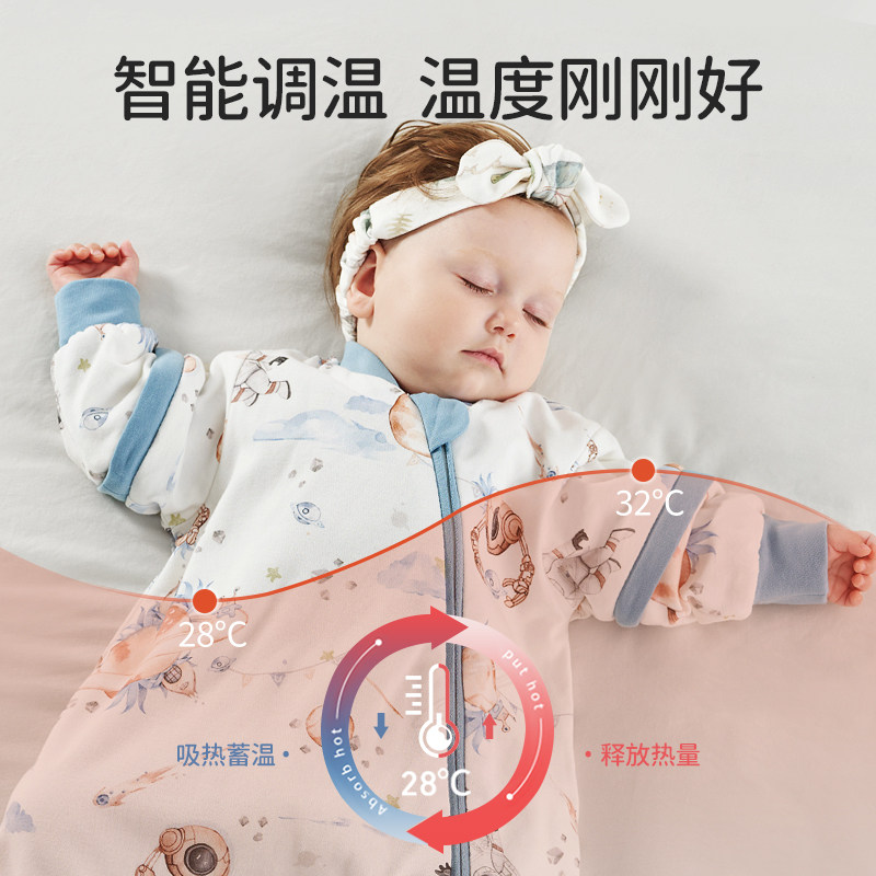 欧孕婴儿睡袋春秋冬款新生儿一体宝宝恒温睡袋四季通用防踢被神器