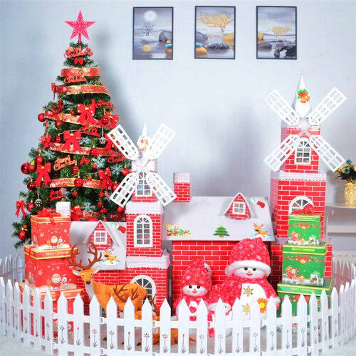 圣诞节装饰品雪房子城堡diy圣诞屋商场橱窗美陈场景布置礼盒摆件