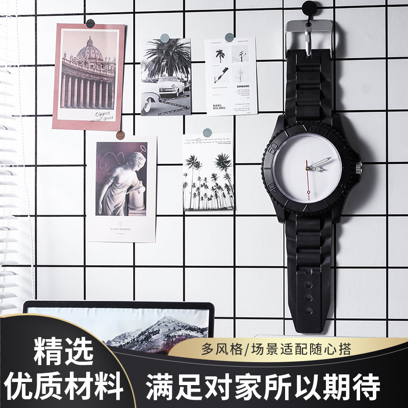 创意大号墙壁挂钟PVC表盘扫秒时尚简约风 客厅墙面双面设计装饰品