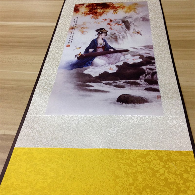 四条屏字画卷轴画山水花鸟画梅兰竹菊客厅装饰画茶楼包厢挂画丝绸