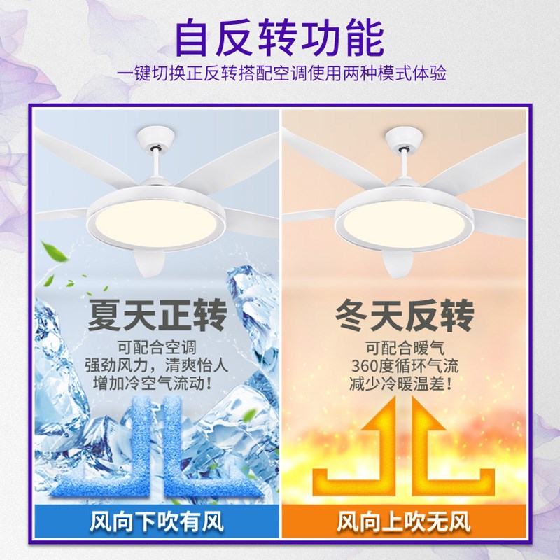 佑家变频风扇灯带电风扇的吊灯餐厅客厅卧室书房五叶大风力吊扇灯
