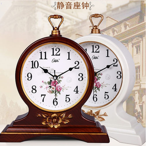 康巴丝新品客厅工艺品座钟欧式复古田园钟创意R摆件现代台钟石英