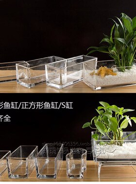 欧式鱼缸透明客厅k玻璃正方形花瓶浅口方缸绿萝睡莲家用水培长花