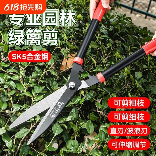 园林剪刀绿篱剪绿化草坪修剪修枝剪花草树枝强S力剪粗枝伸缩剪刀