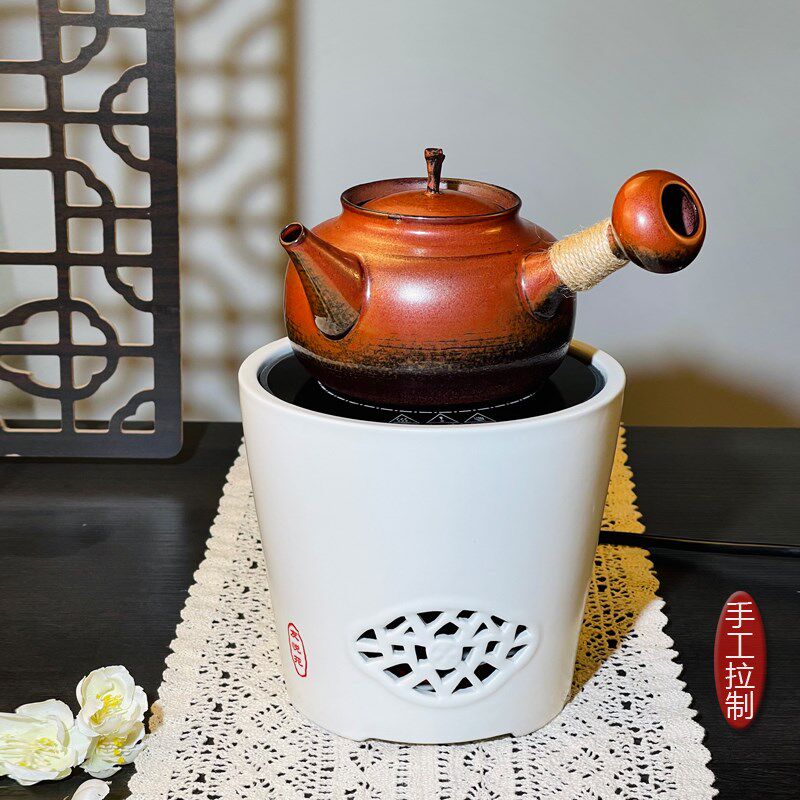 友悦苑潮州手工朱泥砂铫壶釉变煮茶器泡茶烧水家用电陶炉炭炉可用