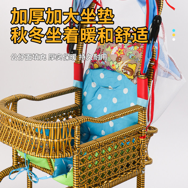 婴幼儿轻便宝宝竹藤推车婴儿仿藤推车竹子小推车可坐躺藤编车手工
