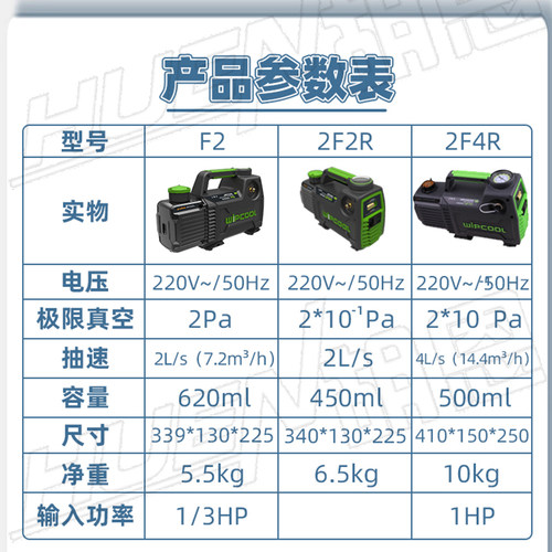 维朋F1/2/4升真空泵 空调安装维修抽空泵/实验抽滤新冷媒真空机泵
