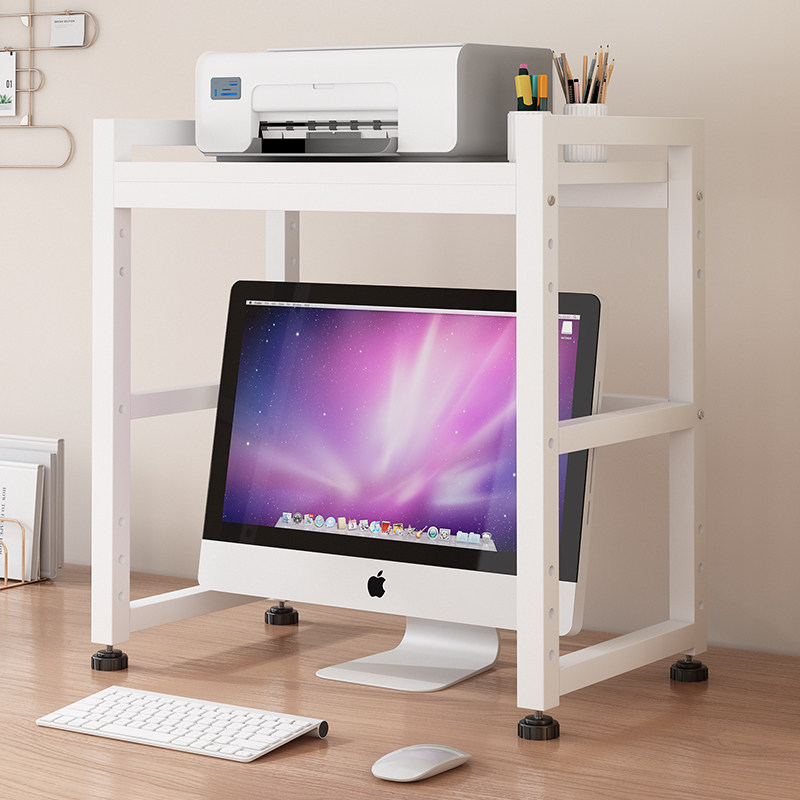 桌面可调节高度电脑显示器上方学生放小型打印机办公室收纳置物架