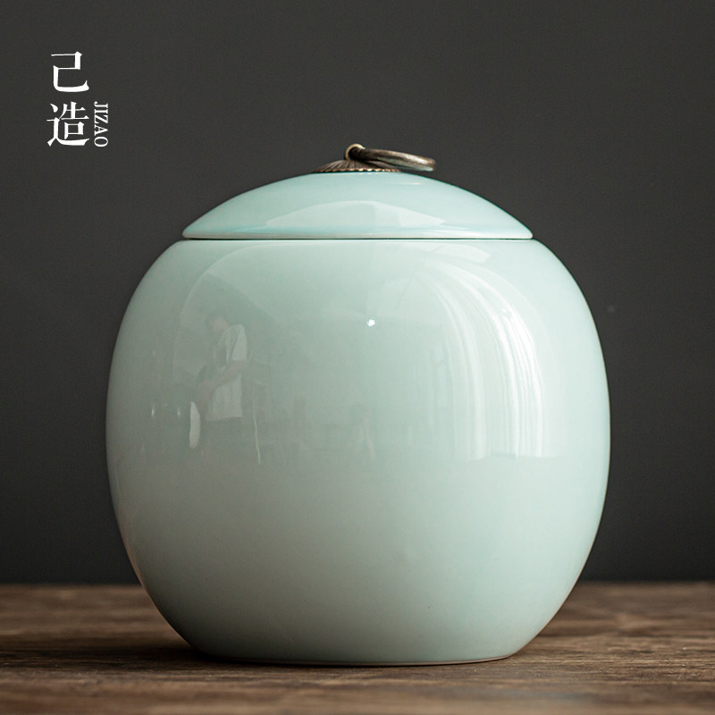 茶叶罐陶瓷密封罐大号家用防潮醒茶罐普洱绿茶通用圆形存储罐礼盒