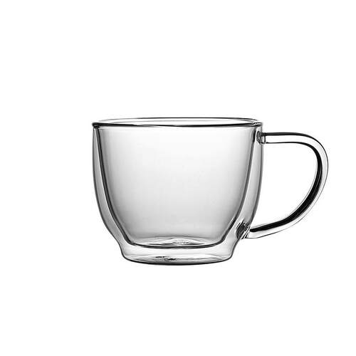 雅风 家用透明双层耐高温玻璃茶杯 玻璃杯子