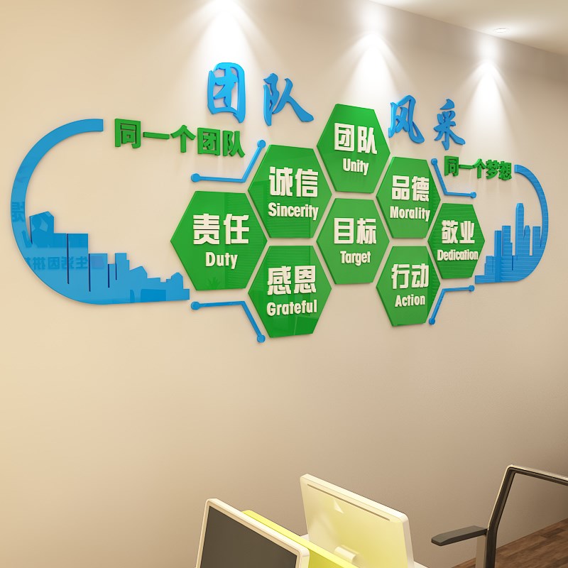 企业文化立体背景墙团队励志文化标语装饰办公室墙面布置激励墙贴
