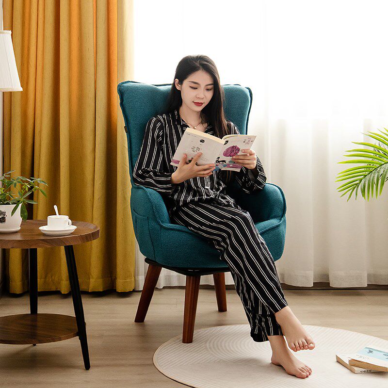 懒人日记榉木单人位沙发椅客厅卧室休闲阅读椅子高靠背可旋转小型