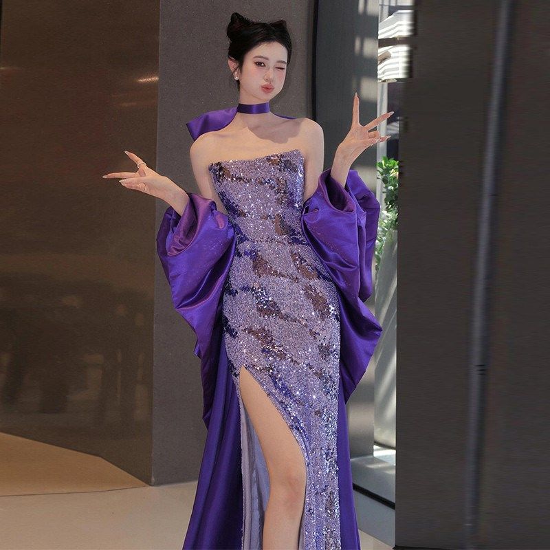 晚礼服高级感气质名媛生日宴会新娘敬酒服轻奢小众主持鱼尾连衣裙