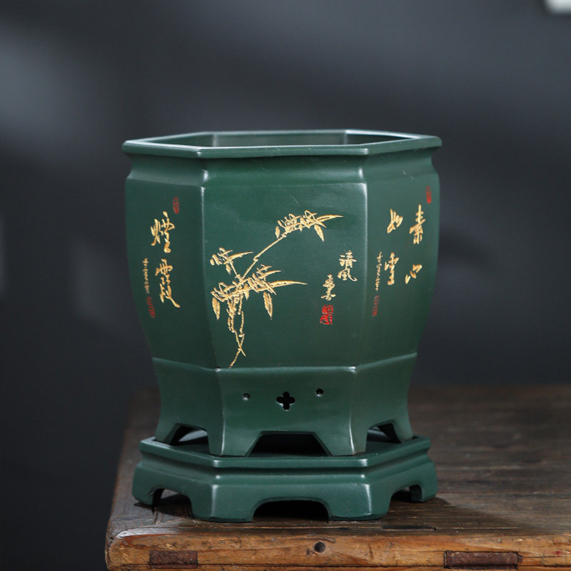 精品紫砂花盆绿植花卉君子兰花盆景吊兰古典室内桌面地面中国风