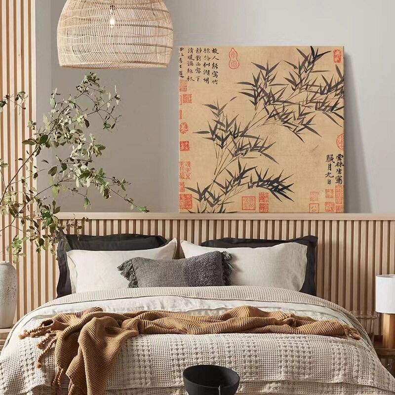 海棠蛱蝶图中式复古小众客厅装饰画日式沙发背景墙乔迁送礼壁挂画