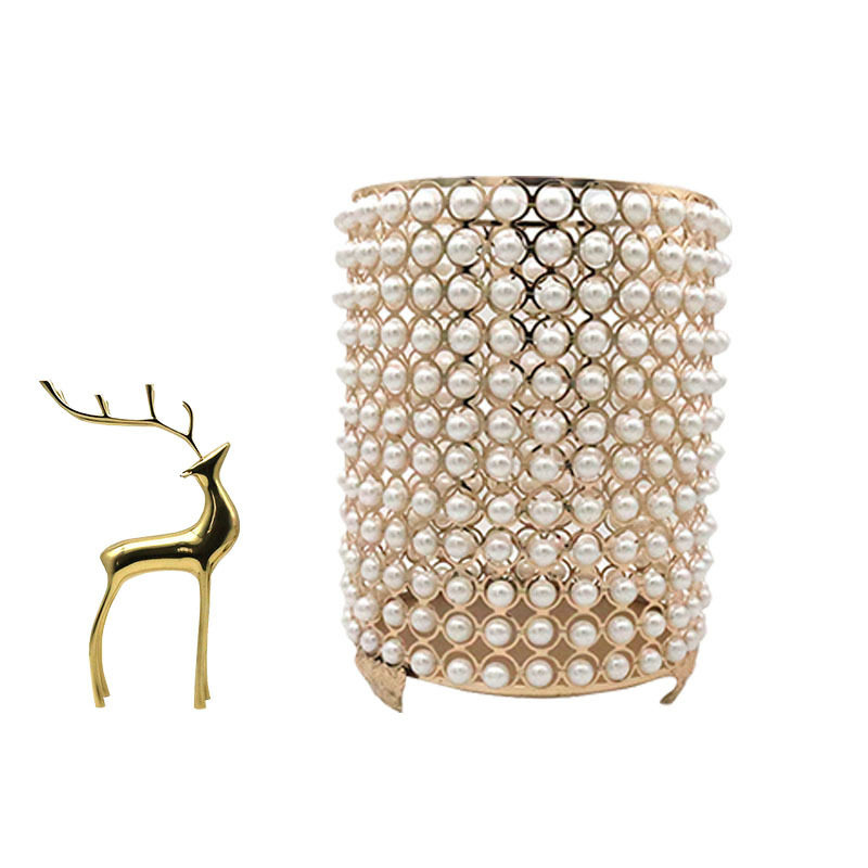 网红北欧风创意家用客厅圆柱垃圾桶厨余仿珍珠置地垃圾桶